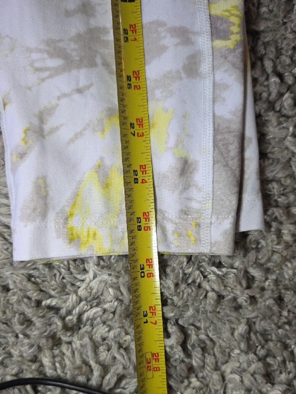 Calvin Klein Performance White Tie-Dye Ankle Leggings with Yellow & Brown - Picture 7 of 7